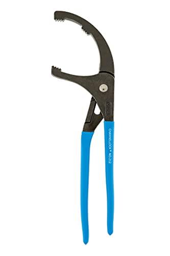 CHANNELLOCK 212 12-inch Oil Filter/PVC Pliers | Made in USA | 2.5 to 3.75-inch Jaw Capacity | Forged High Carbon Steel | Ideal for Engine Oil Filters, Conduit, and Fittings, Blue