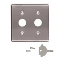 Leviton 84072-40 2-Gang Key Lock Power Switch Device Switch Wallplate, Standard Size, Device Mount, for Use with Corbin Key Lock Switch, Spanner Screws and Tool, Stainless Steel