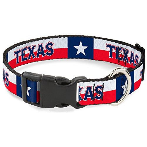 Buckle-Down Plastic Clip Dog Collar, Texas Flag Texas, 18 to 32 Inch Neck Size x 1.5 Inch Width