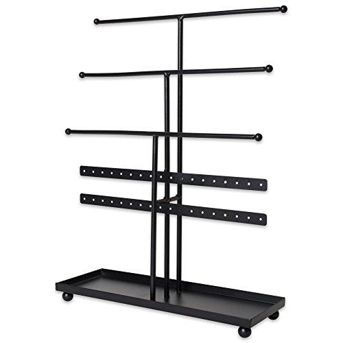 Home Traditions Z01647 Tree Tower, 3 Tier Metal with Modern Look and Jewelry Organization, Black