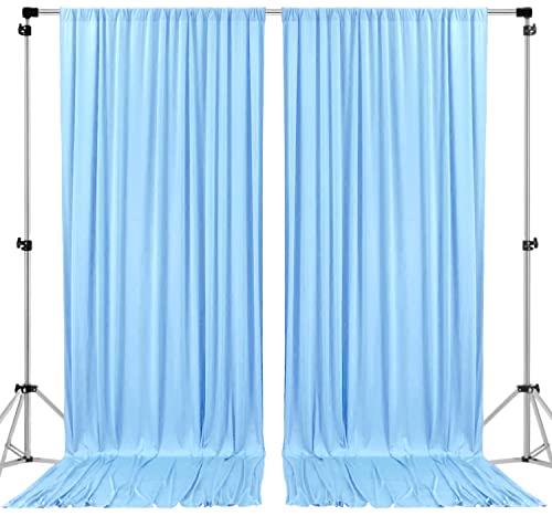 AK TRADING CO. 10 feet x 10 feet Polyester Backdrop Drapes Curtains Panels with Rod Pockets - Wedding Ceremony Party Home Window Decorations - Light Blue (DRAPE-5X10-LTBLUE)