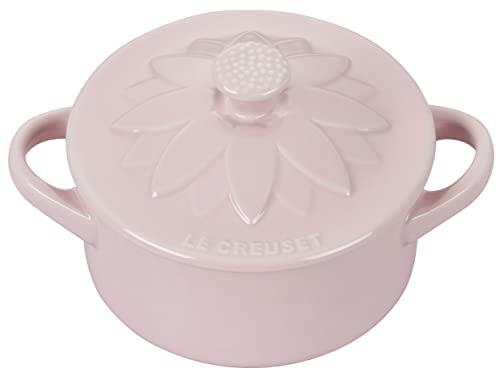 Le Creuset Stoneware Mini Round Cocotte with Flower Lid, 8oz., Chiffon Pink