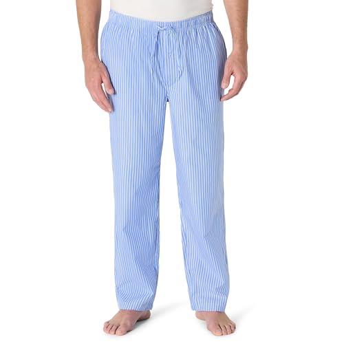 Amazon Essentials Men's Straight-Fit Woven Pajama Pant, Light Blue, Stripe, Large