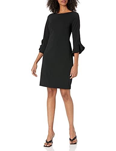Karl Lagerfeld Paris Women's Tulip Sleeve Sheath Dress, Black, 4