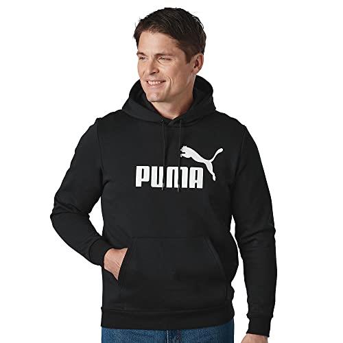 PUMA Men's Essential Big Logo Fleece Hoodie, Cotton Black, XX-Large Big Tall