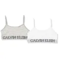 Calvin Klein Girls' Cotton Training Bra Bralette with Adjustable Straps, 2 Pack, Classic White/Heather Grey, X-Large