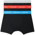 Calvin Klein Cotton Stretch Trunk 3pk, Black Bodies w/Grey Heather, Hazard, Palace Blue WBS, Medium