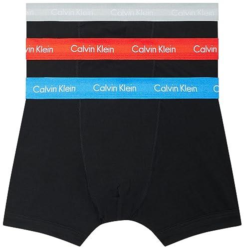 Calvin Klein Cotton Stretch Trunk 3pk, Black Bodies w/Grey Heather, Hazard, Palace Blue WBS, Small