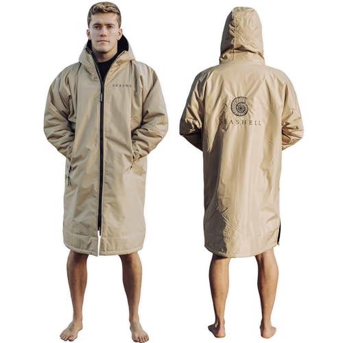 SEASHELL Adult Waterproof Changing Robe with Fleece Lining - Waterproof Windproof Oversized Coat - Swimming - Water-sports, Sand, M-L