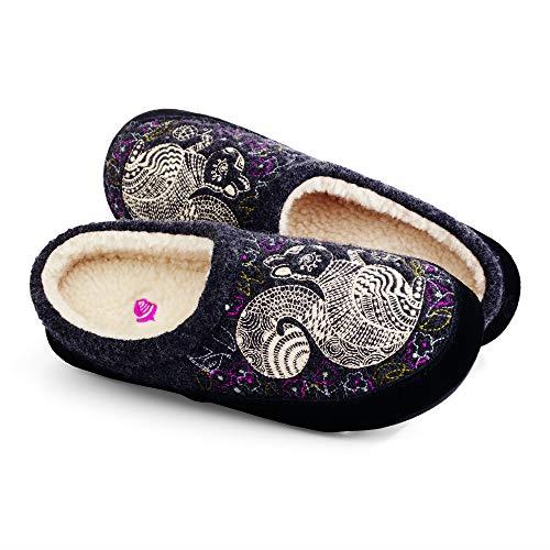Acorn Women's Clog Slipper, Multi-Layer Memory Foam Footbed with a Soft Berber Lining and Suede Sidewall, Forest Mule - Grey Squirrel, 6.5-7.5