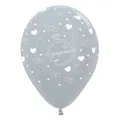 Sempertex Engagement Diamond Rings & Hearts Latex Balloons 6 Pieces, 30 cm Size, Satin Pearl Silver