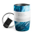 Simple Modern Travel Coffee Mug Tumbler with Flip Lid | Reusable Insulated Stainless Steel Cold Brew Iced Coffee Cup Thermos | Gifts for Women Men Him Her | Voyager Collection | 12oz | Ocean Geode