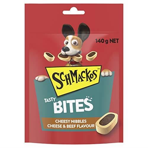 SCHMACKOS Tasty Bites Cheese and Beef Dog Treats, Adult, 140g x 6 Pack