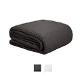 Bambury Weave Blanket Waffle Weave Blanket, King/Queen Bed, Charcoal