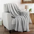 Flannel Fleece Throw Blanket- for Couch, Home Décor, Sofa & Chair- Oversized 60” x 70”- Lightweight, Soft & Plush Microfiber in Dawn Gray by LHC