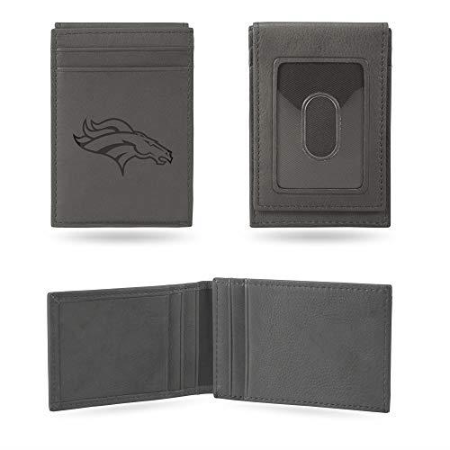 Rico Industries NFL Football Laser Engraved Front Pocket Wallet - Compact/Comfortable/Slim, Gray, Lefpw Laser Engraved Front Pocket Wallet