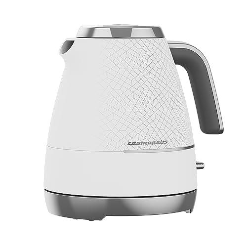 BEKO Cosmopolis Dome Kettle WKM8307CR, Retro White Chrome Design,1.7 L Capacity 3000 W Includes Removable Lid, Easy Pour Spout and Boil Dry Protection