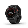 Garmin Fenix 7S Solar, Smaller Sized Adventure smartwatch, with Solar Charging Capabilities, Touchscreen, Health and Wellness Features, Slate Gray with Black Band, One Size