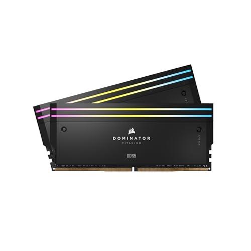 CORSAIR DOMINATOR TITANIUM RGB DDR5 RAM 32GB (2x16GB) DDR5 7200MHz CL34 Intel XMP iCUE Compatible Computer Memory - Black (CMP32GX5M2X7200C34)