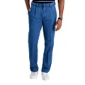Haggar Men's Casual Classic Fit Denim Trouser Pant-Regular and Big & Tall Sizes, Muted Stonewash, 36W x 30L