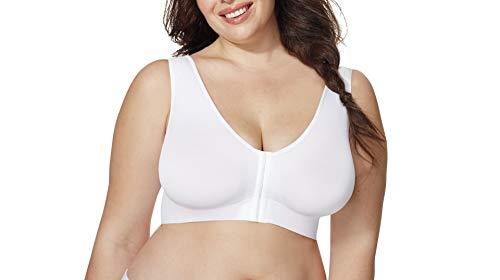 Just My Size Women's Women's Pure Front Close Wire Free with Wicking, White, 1X