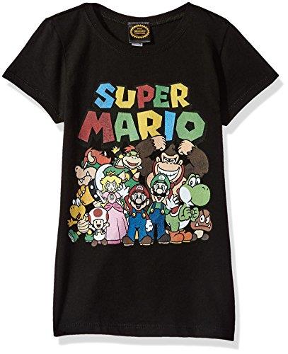 Nintendo Girl's Group Shot T-Shirt, Black, X-Small