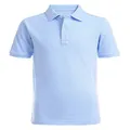 Nautica Boys' Big School Uniform Short Sleeve Polo Shirt, Button Closure, Comfortable & Soft Pique Fabric, Light Blue, 3 Years
