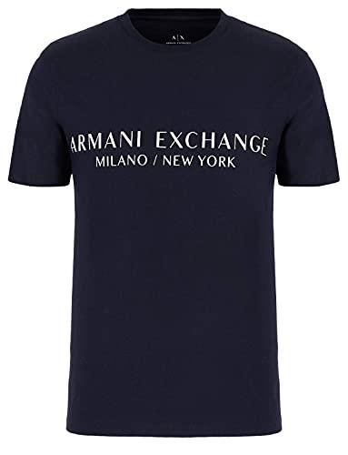 A|X Armani Exchange Men's Short Sleeve Milan New York Logo Crew Neck T-Shirt, Navy, XL