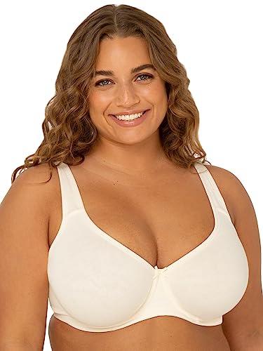 Fruit of the Loom Fit for Me Women's Plus Size Cotton Unlined Underwire Bra-Pinch-Free Straps - Side and Back Smoothing, Pristine, 38C