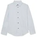 Calvin Klein Boys' Long Sleeve Slim Fit Dress Shirt, Style with Buttoned Cuffs & Shirttail Hem, Silver Metal, 8