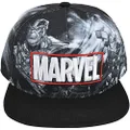Marvel Snapback Flat Brim Baseball Hat, Black, One Size