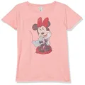Disney Little, Big Classic Mickey Simple Minnie Sit Girls Short Sleeve Tee Shirt, Light Pink, Medium