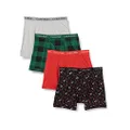 Calvin Klein Boys' Underwear Boxer Briefs 4 Pair Value Pack, Candy Cone/Plaid, X-Small
