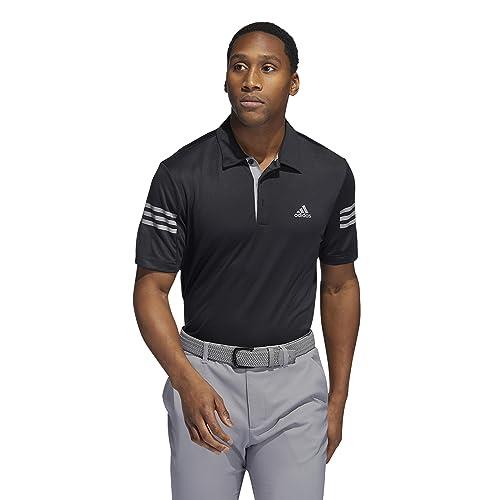 adidas Performance 3-Stripes Golf Polo Shirt, Black, L