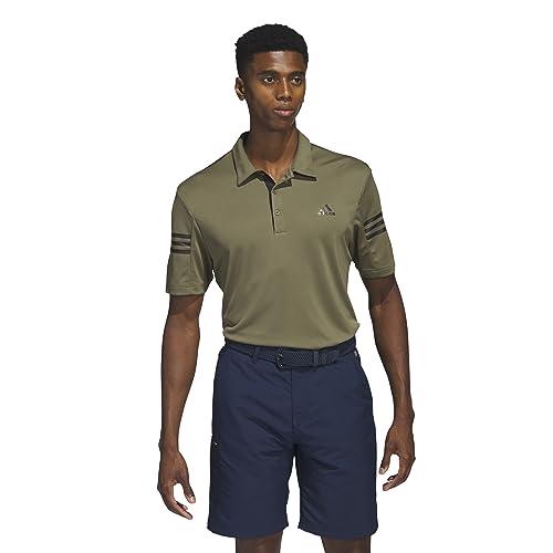 adidas Performance 3-Stripes Golf Polo Shirt, Green, S