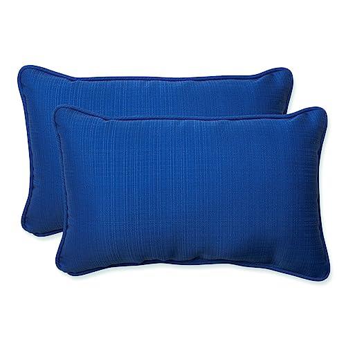 Pillow Perfect Indoor/Outdoor Fresco Corded Rectangular Throw Pillow, Navy, Set of 2