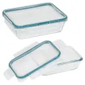 Snapware Total Solution 4pc Rectangle Food Storage Container Value Set Made with Pyrex Glass, (1 x 2 Cup [470ml] Container and 1 x 6 Cup [1.5L] Container with 2 x Tab Locking Lids) Clear 1 - Pack