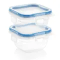Snapware Total Solution Square Plastic Food Storage Set, 4pcs (2 x 1.34 Cup [307ml] Containers with tab Locking lids)