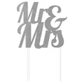 Creative Converting Mr & Mrs Cake Topper, Silver Glittered