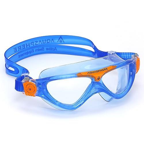 Aquasphere Vista Junior Clear Lens Swimming Mask, Blue/Orange (197770)