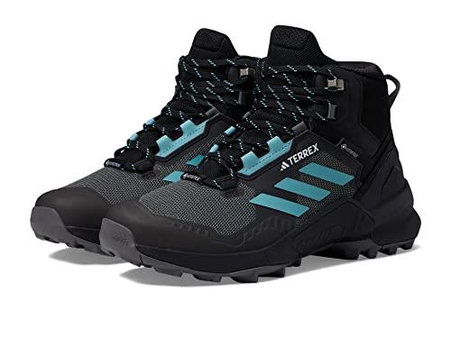 adidas Women's Terrex Swift R3 Mid Gore-TEX Hiking Shoes, Black/Mint Ton/Grey, 8