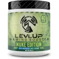 LevlUp Nuke Edition Gaming Booster, Energy Drink for Gamers with Taurine, Caffeine, L-Tyrosine and Vitamin B12, Glows in the Dark, Blue Raspberry and Lime Flavour, 320 g, 40 Servings