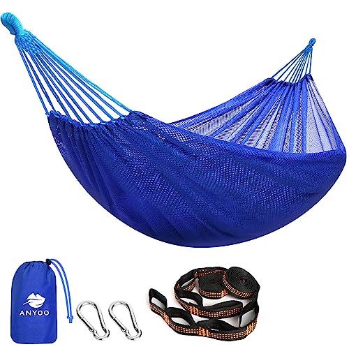 Anyoo Large Net Hammock 320 x 150 cm, Breathable Cool Mesh Hammock with Tree Straps Kits for Outdoor Camping Garden Backyard Patio Hiking Backpacking