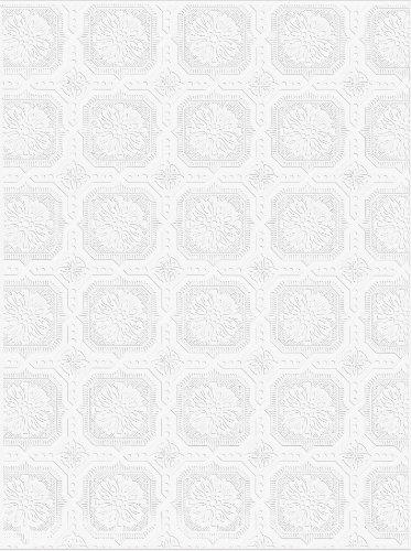 Graham and Brown 12011 Small Square Paintable Wallpaper Roll, White