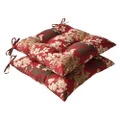 Pillow Perfect Indoor/Outdoor Red/Brown Floral Tufted Seat Cushion, 2-Pack