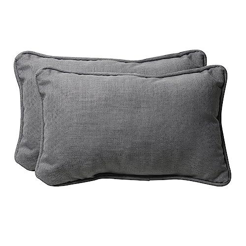 Pillow Perfect Decorative Gray Textured Rectangle Solid Toss Pillows, 2-Pack
