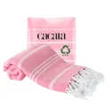 Cacala (Pink) - Hand Face Turkish Towel Pestemal 60cm X 90cm Peshtemal Fouta Kitchen Baby Care by Pink