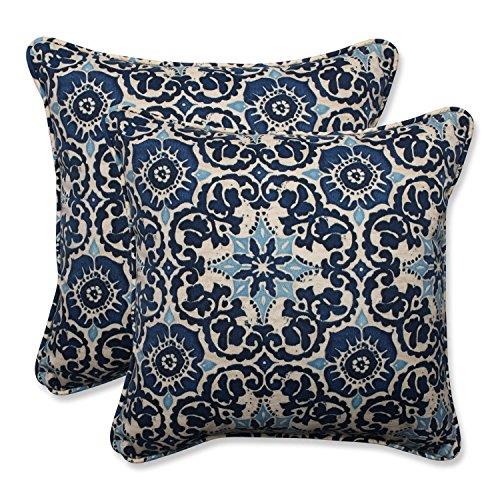 Pillow Perfect Outdoor/Indoor Woodblock Prism Throw Pillow (Set of 2), 18.5", Blue