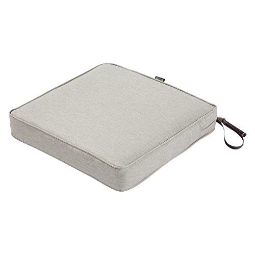 Classic Accessories Montlake Water-Resistant 19 x 19 x 3 Inch Square Outdoor Seat Cushion, Patio Furniture Chair Cushion, Heather Grey, Outdoor Cushion Cover