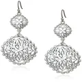 Lucky Brand Women's Silver Openwork Compass Statement Drop Earrings, One Size, One Size, Metal Silver